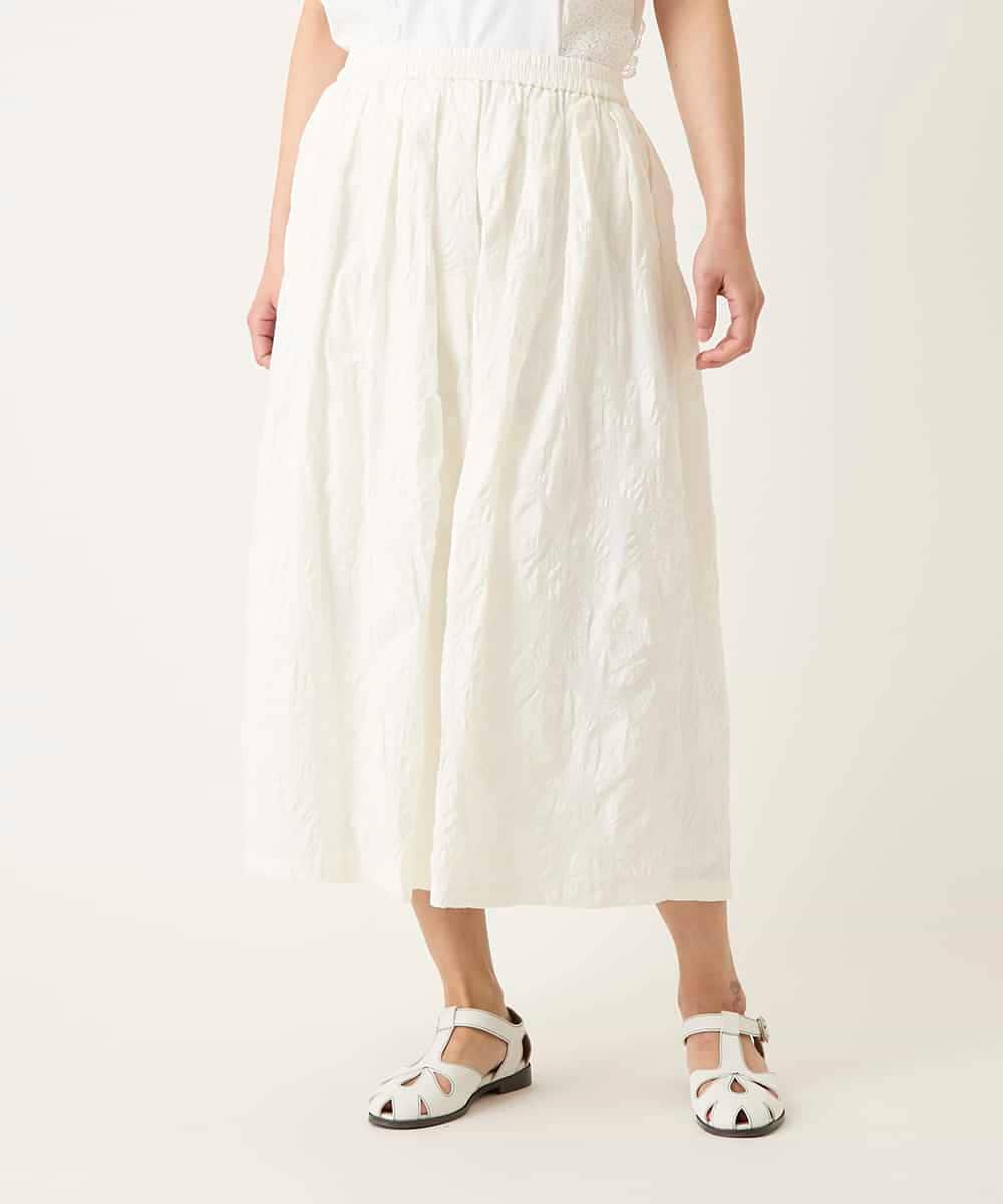 RBHFD26290 HIROKO BIS(ヒロコ ビス) ボタニカルモチーフロング丈スカート ホワイト
