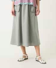 RBHFD31290 HIROKO BIS(ヒロコ ビス) リネンライクアウトポケットフレアスカート ライトグレー