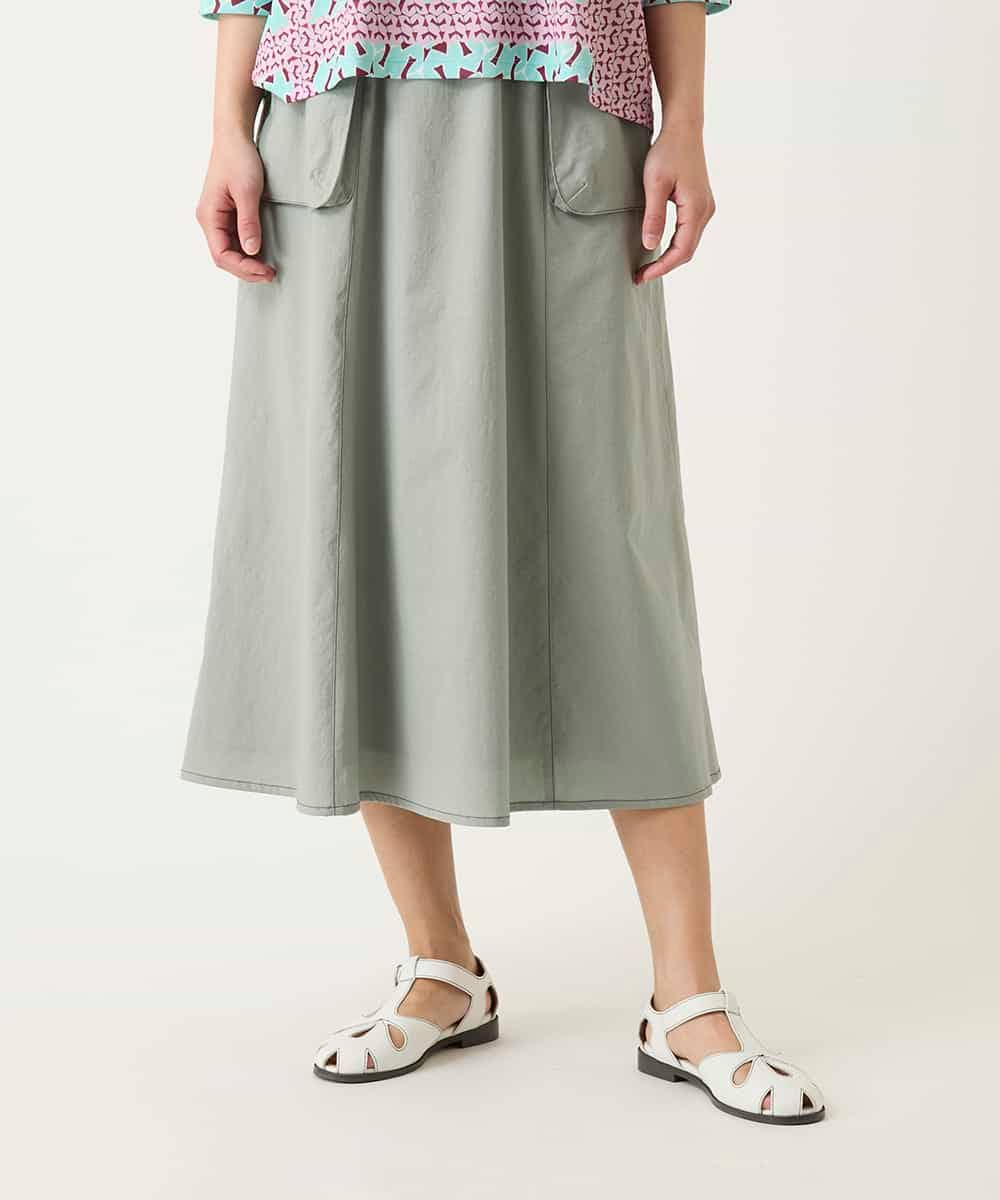 RBHFD31290 HIROKO BIS(ヒロコ ビス) リネンライクアウトポケットフレアスカート ライトグレー