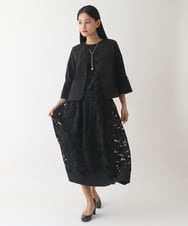RBHFW27330 HIROKO BIS(ヒロコ ビス) フラワー刺繍チュールタフタスカート /洗える ブラック
