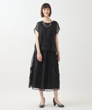 RBHGA31360 HIROKO BIS(ヒロコ ビス) ドットフラワーシャーリングスカート ライトグレー