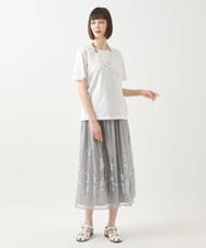 RBHGA31360 HIROKO BIS(ヒロコ ビス) ドットフラワーシャーリングスカート ライトグレー