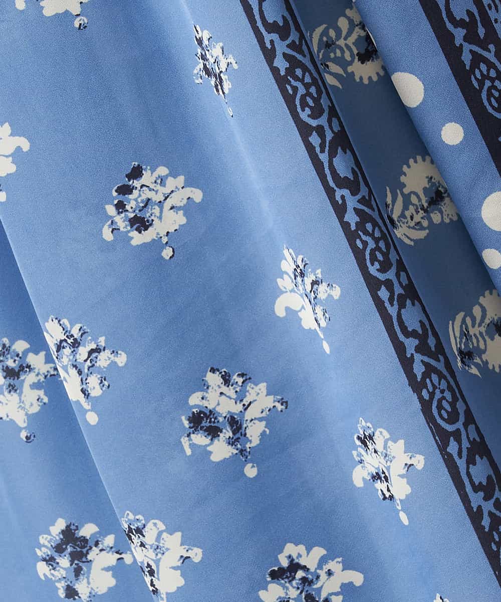 RBHGQ05260 HIROKO BIS(ヒロコ ビス) 【先行予約】【洗える】スカーフ柄パネルプリントスカート ブルー