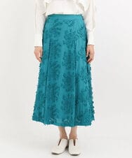 RBHGQ16290 HIROKO BIS(ヒロコ ビス) 【洗える】立体刺繍フレアスカート グリーン