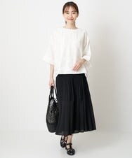 RBHGS50230 HIROKO BIS(ヒロコ ビス) 【洗える】プリーツ×ティアードエアリーフレアスカート ブラック