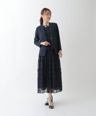 RBHHS06330 HIROKO BIS(ヒロコ ビス) 【洗える】フラワー刺繍チュールフレアスカート ライトグレー