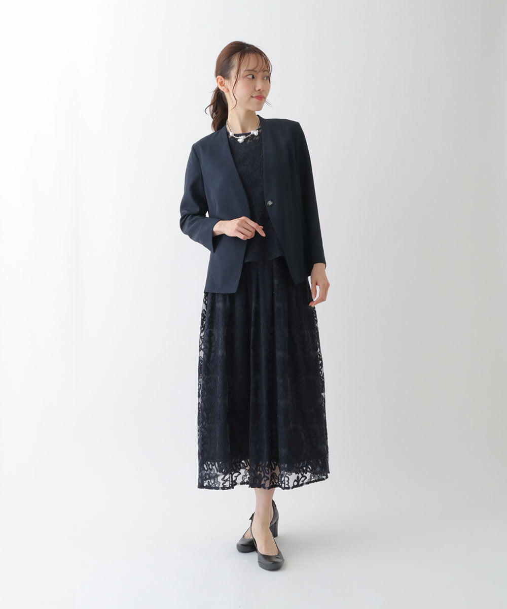 RBHHS06330 HIROKO BIS(ヒロコ ビス) 【洗える】フラワー刺繍チュールフレアスカート ライトグレー