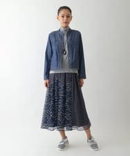 RBHJB11360 HIROKO BIS(ヒロコ ビス) 楊柳シフォンフラワープリントスカート ネイビー