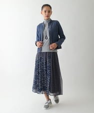 RBHJB11360 HIROKO BIS(ヒロコ ビス) 楊柳シフォンフラワープリントスカート ネイビー