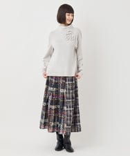 RBHLB11330 HIROKO BIS(ヒロコ ビス) チェックプリントフレアスカート ネイビー