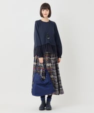 RBHLB11330 HIROKO BIS(ヒロコ ビス) チェックプリントフレアスカート ネイビー