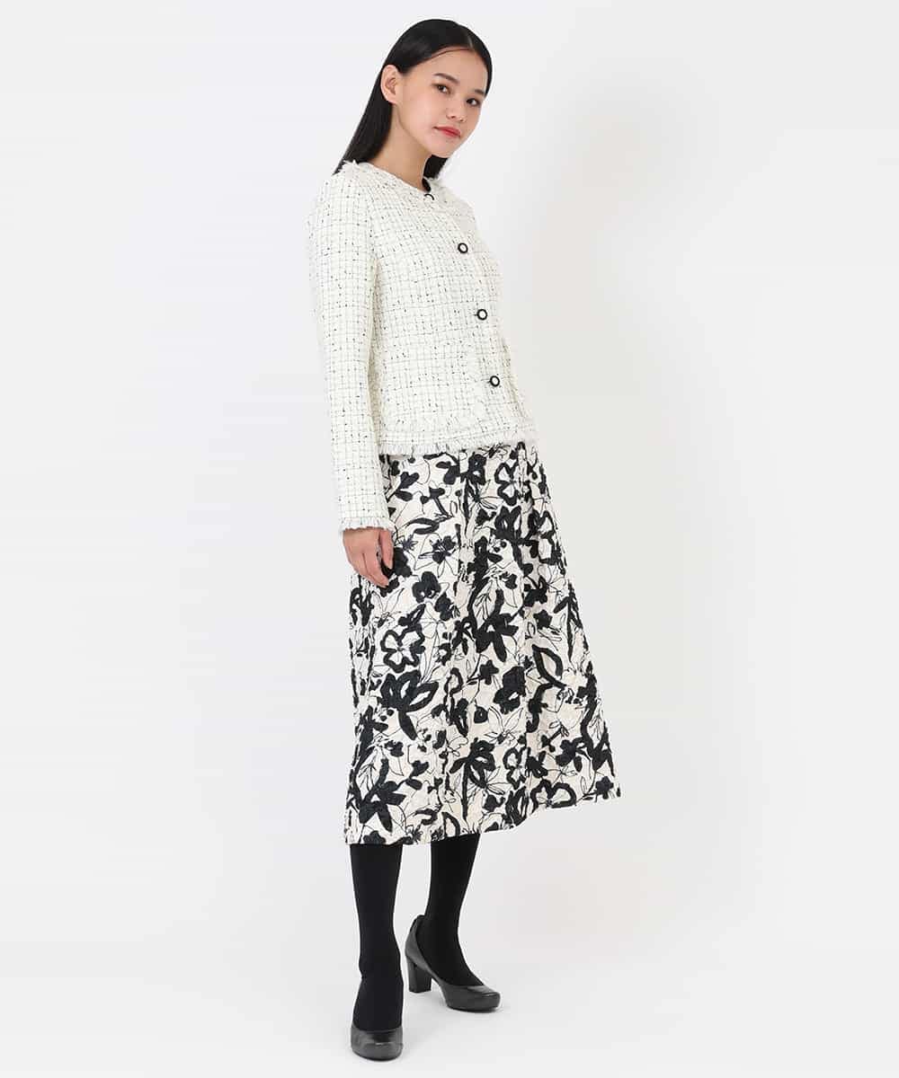 RBJAV35490 HIROKO BIS(ヒロコ ビス) ラメツイードフリンジジャケット ホワイト