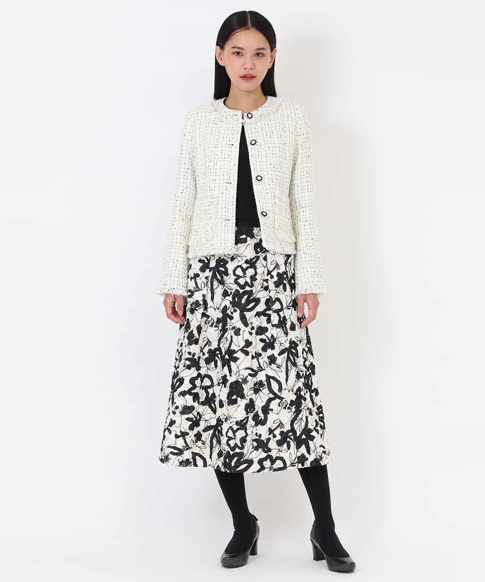 RBJAV35490 HIROKO BIS(ヒロコ ビス) ラメツイードフリンジジャケット ホワイト