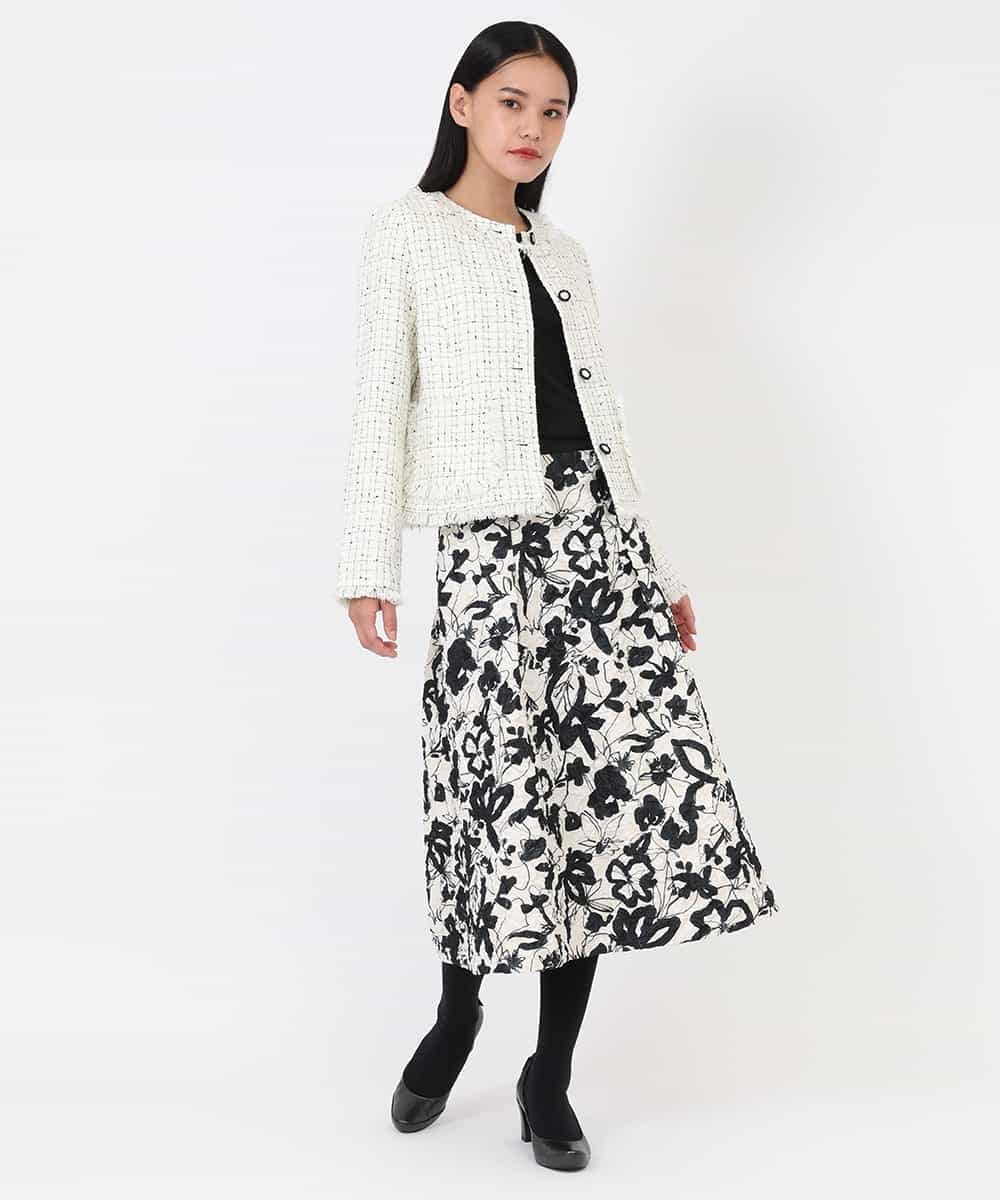 RBJAV35490 HIROKO BIS(ヒロコ ビス) ラメツイードフリンジジャケット ホワイト