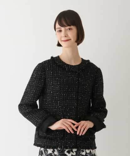 RBJAV35490 HIROKO BIS ラメツイードフリンジジャケット
