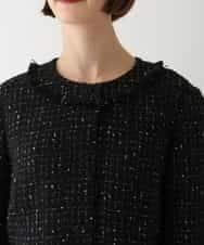 RBJAV35490 HIROKO BIS(ヒロコ ビス) ラメツイードフリンジジャケット ブラック