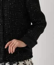 RBJAV35490 HIROKO BIS(ヒロコ ビス) ラメツイードフリンジジャケット ブラック