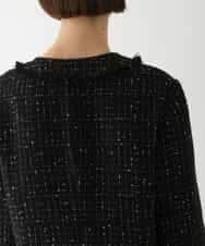 RBJAV35490 HIROKO BIS(ヒロコ ビス) ラメツイードフリンジジャケット ブラック