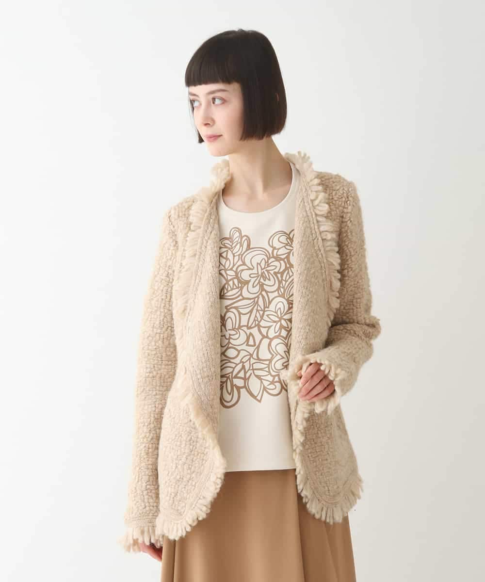 RBJAX11490 HIROKO BIS(ヒロコ ビス) ループフリンジデザインジャケット ベージュ