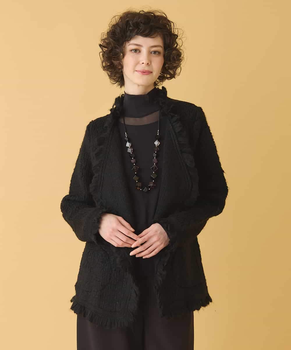 RBJAX11490 HIROKO BIS(ヒロコ ビス) ループフリンジデザインジャケット ブラック