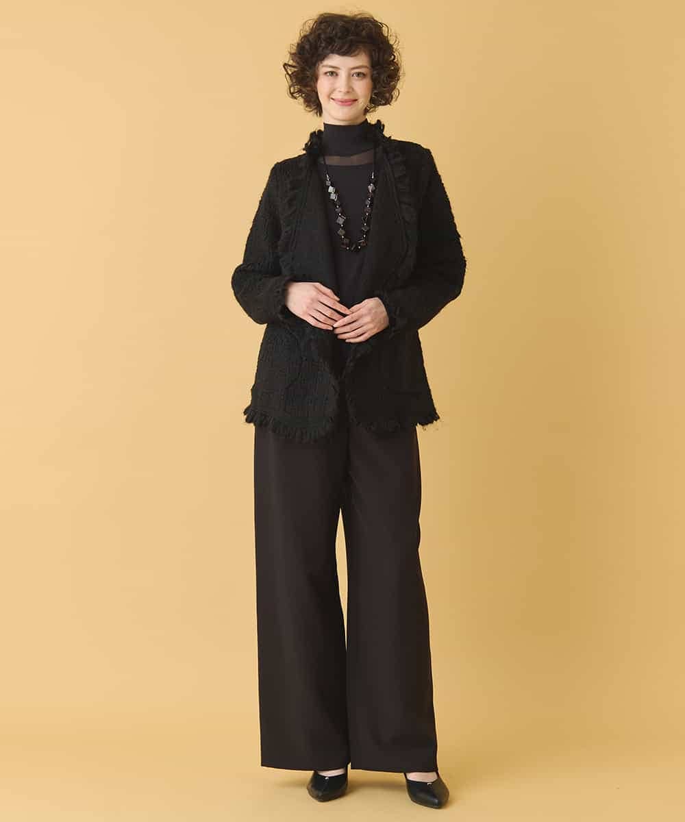 RBJAX11490 HIROKO BIS(ヒロコ ビス) ループフリンジデザインジャケット ブラック