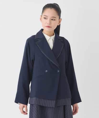 RBJDD02450 HIROKO BIS 無地×ストライプレイヤード風ジャケット