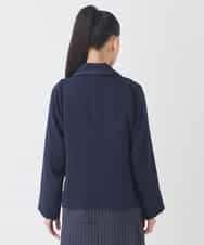 RBJDD02450 HIROKO BIS(ヒロコ ビス) 無地×ストライプレイヤード風ジャケット ネイビー