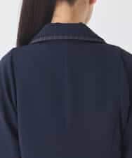 RBJDD02450 HIROKO BIS(ヒロコ ビス) 無地×ストライプレイヤード風ジャケット ネイビー