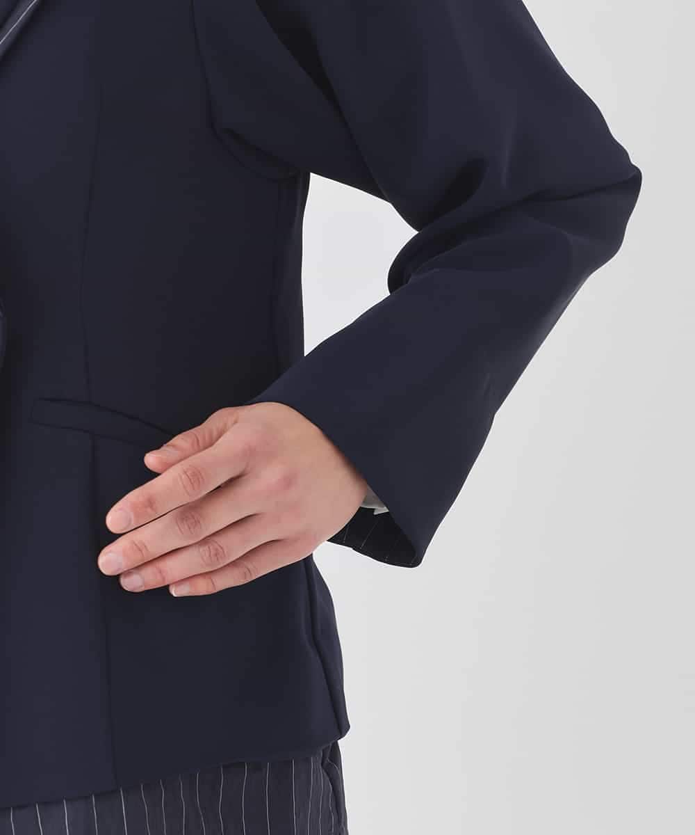 RBJDD02450 HIROKO BIS(ヒロコ ビス) 無地×ストライプレイヤード風ジャケット ネイビー