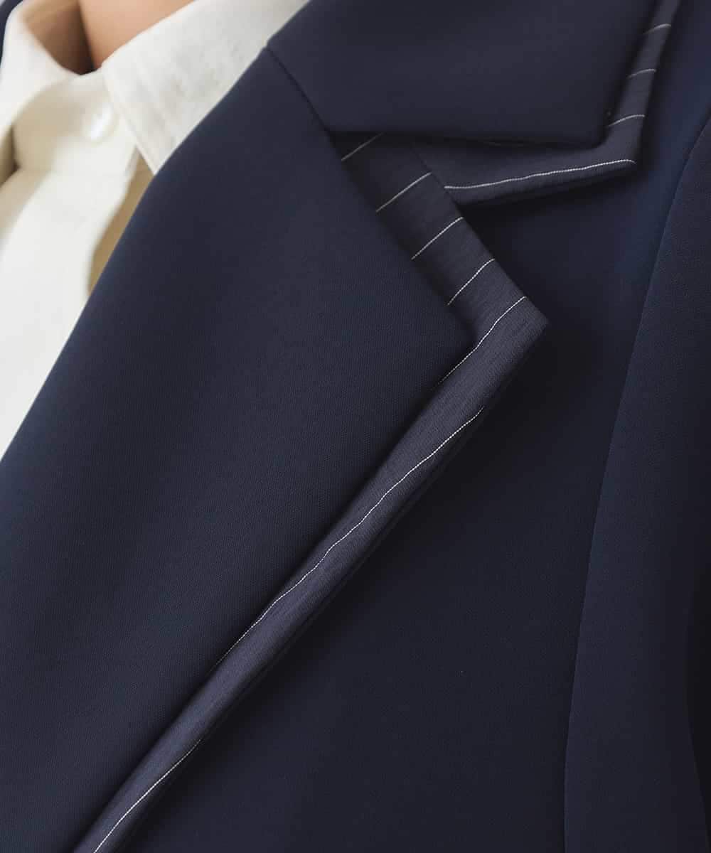 RBJDD02450 HIROKO BIS(ヒロコ ビス) 無地×ストライプレイヤード風ジャケット ネイビー