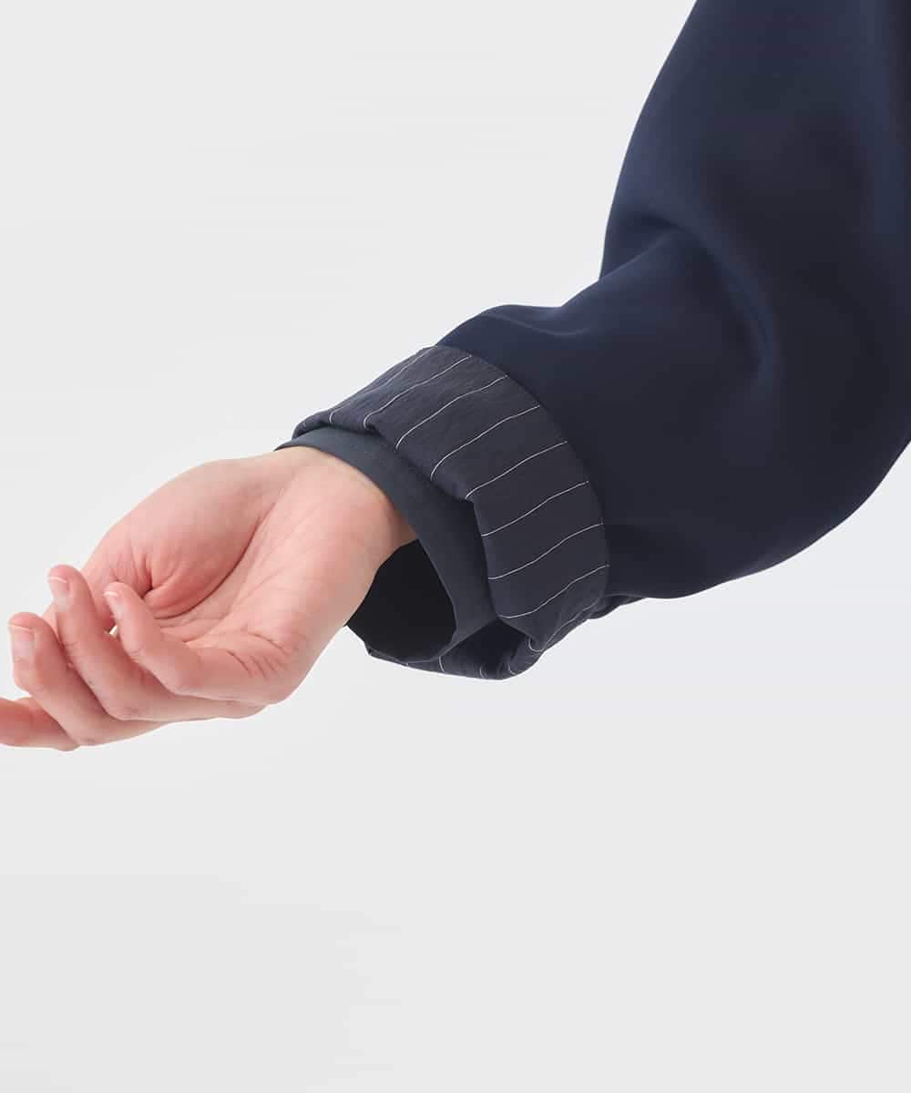 RBJDD02450 HIROKO BIS(ヒロコ ビス) 無地×ストライプレイヤード風ジャケット ネイビー