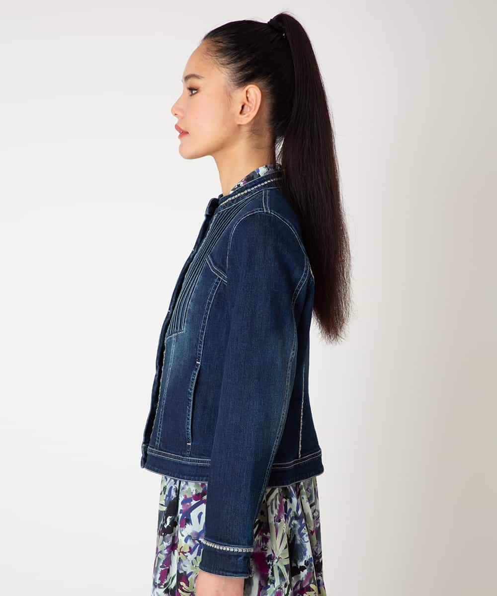 RBJED10330 HIROKO BIS(ヒロコ ビス) 【先行予約】ピンタックデニムジャケット ネイビー