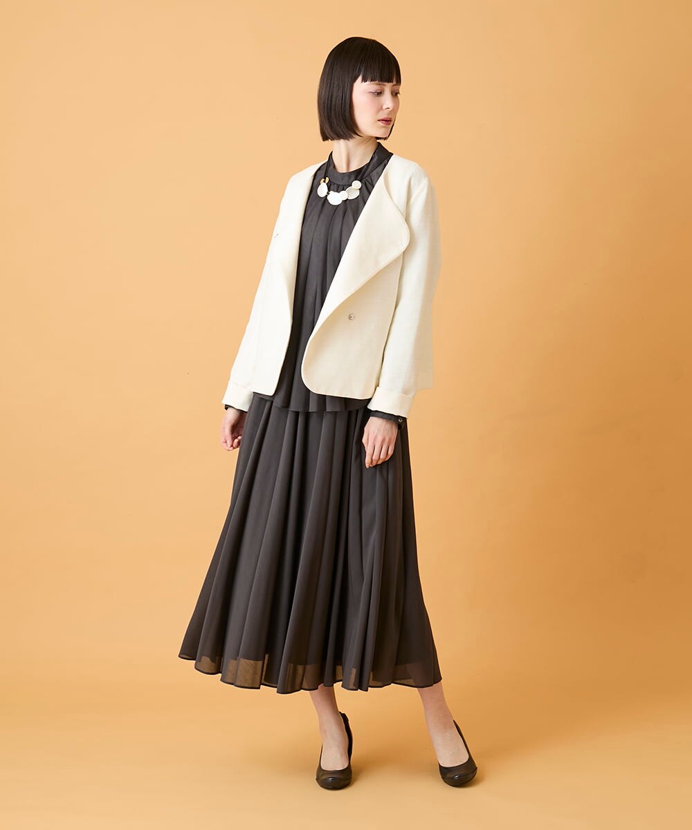 RBJED45390 HIROKO BIS(ヒロコ ビス) ジャカードノーカラージャケット /洗える アイボリー