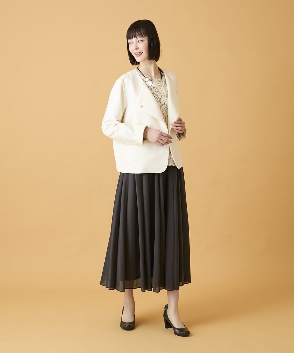 RBJED45390 HIROKO BIS(ヒロコ ビス) ジャカードノーカラージャケット /洗える アイボリー