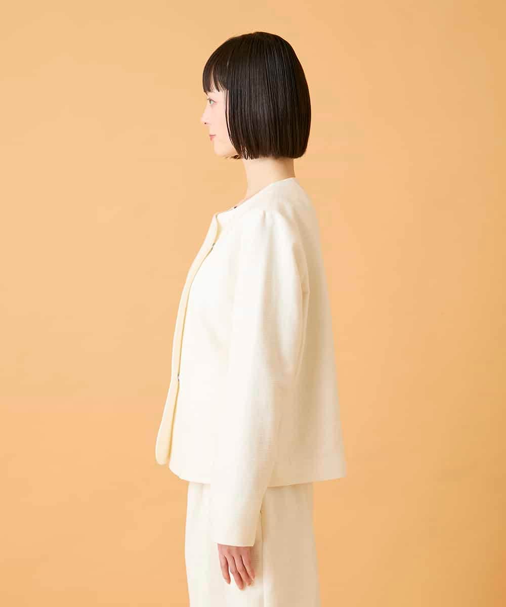 RBJED45390 HIROKO BIS(ヒロコ ビス) ジャカードノーカラージャケット アイボリー