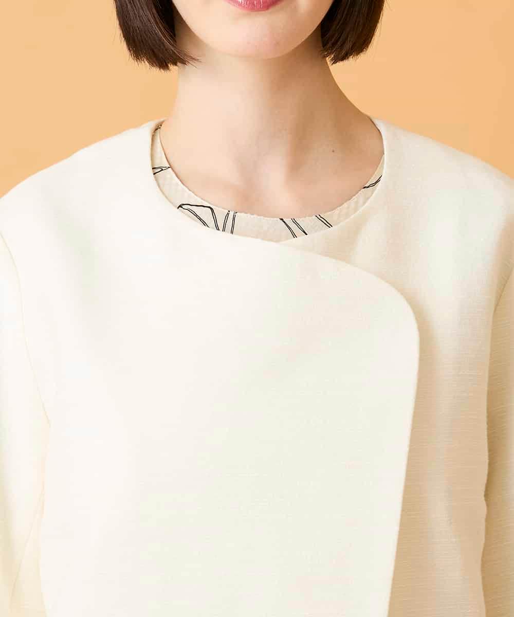 RBJED45390 HIROKO BIS(ヒロコ ビス) ジャカードノーカラージャケット アイボリー