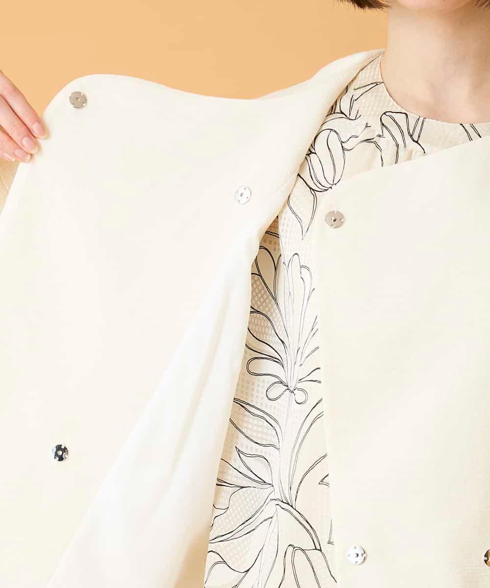 RBJED45390 HIROKO BIS(ヒロコ ビス) ジャカードノーカラージャケット アイボリー