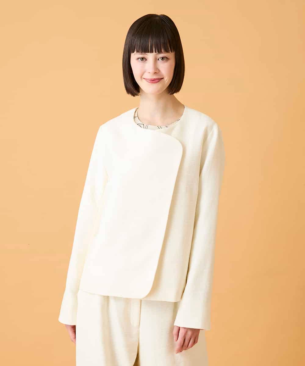 RBJED45390 HIROKO BIS(ヒロコ ビス) ジャカードノーカラージャケット アイボリー