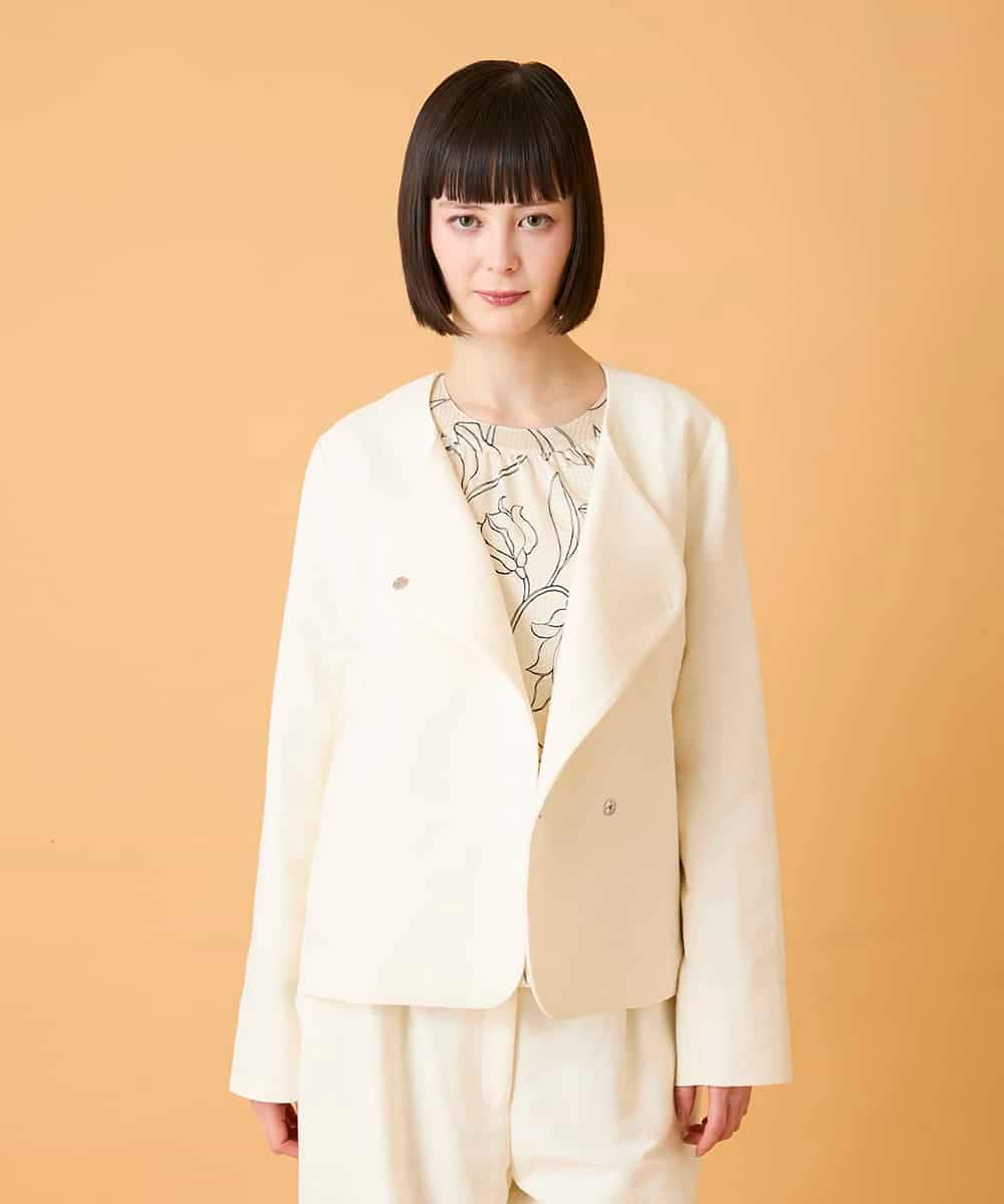 RBJED45390 HIROKO BIS(ヒロコ ビス) ジャカードノーカラージャケット アイボリー