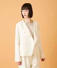 RBJED45390 HIROKO BIS(ヒロコ ビス) ジャカードノーカラージャケット アイボリー