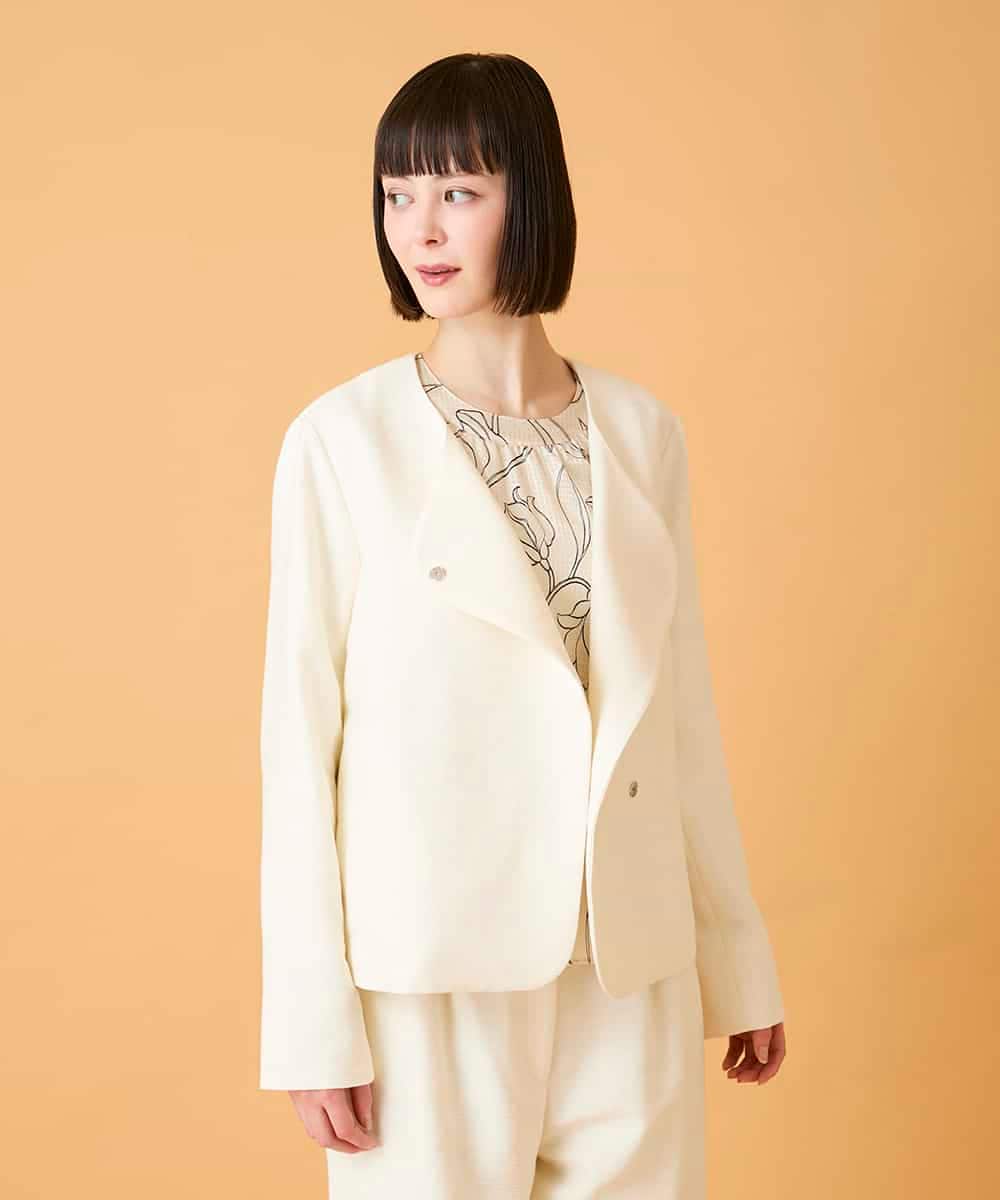RBJED45390 HIROKO BIS(ヒロコ ビス) ジャカードノーカラージャケット アイボリー