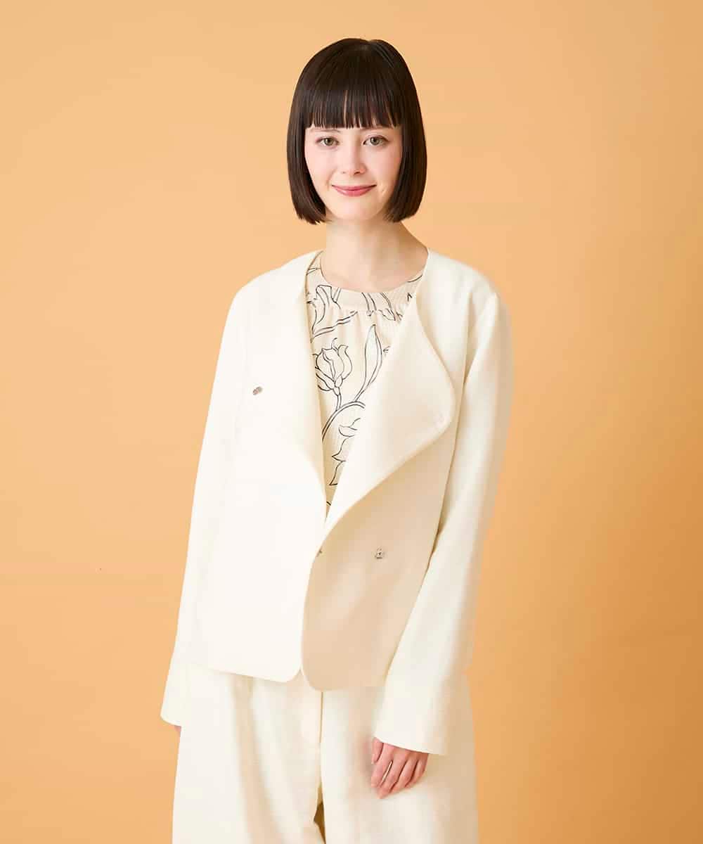 RBJED45390 HIROKO BIS(ヒロコ ビス) ジャカードノーカラージャケット アイボリー