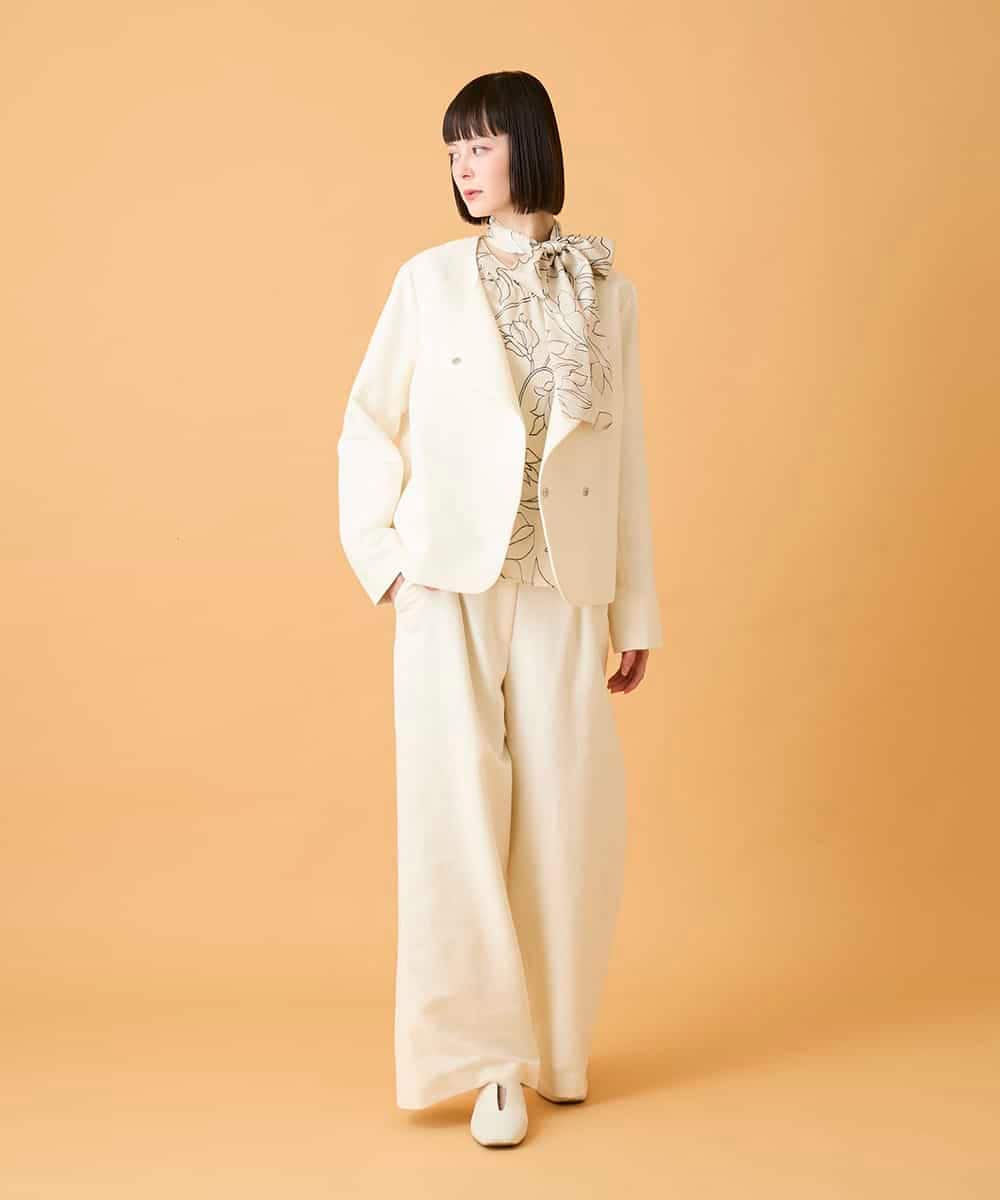 RBJED45390 HIROKO BIS(ヒロコ ビス) ジャカードノーカラージャケット アイボリー