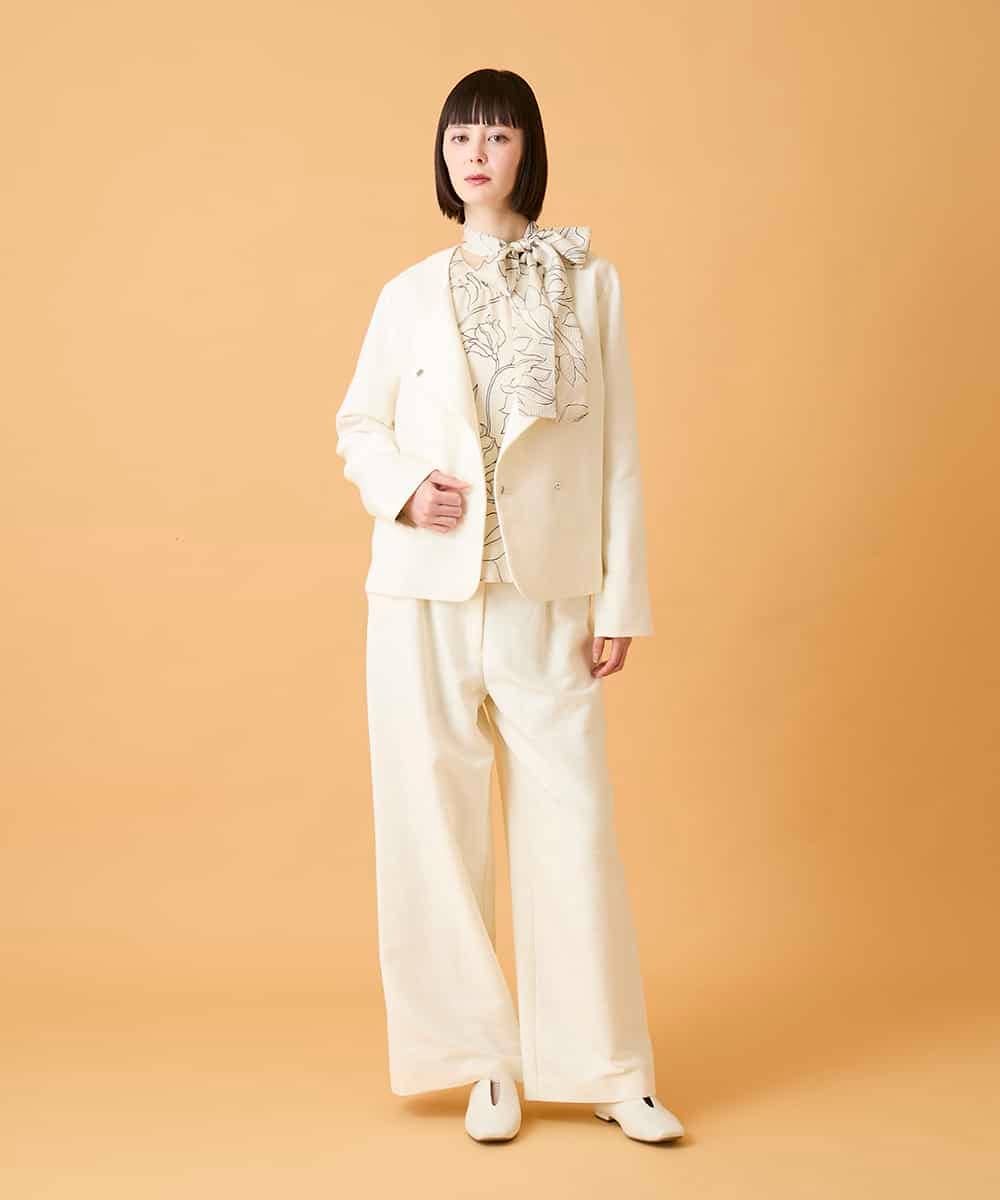 RBJED45390 HIROKO BIS(ヒロコ ビス) ジャカードノーカラージャケット アイボリー