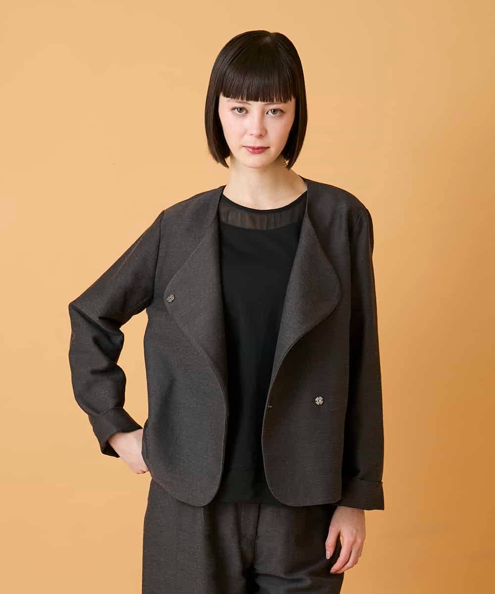 RBJED45390 HIROKO BIS(ヒロコ ビス) ジャカードノーカラージャケット アイボリー