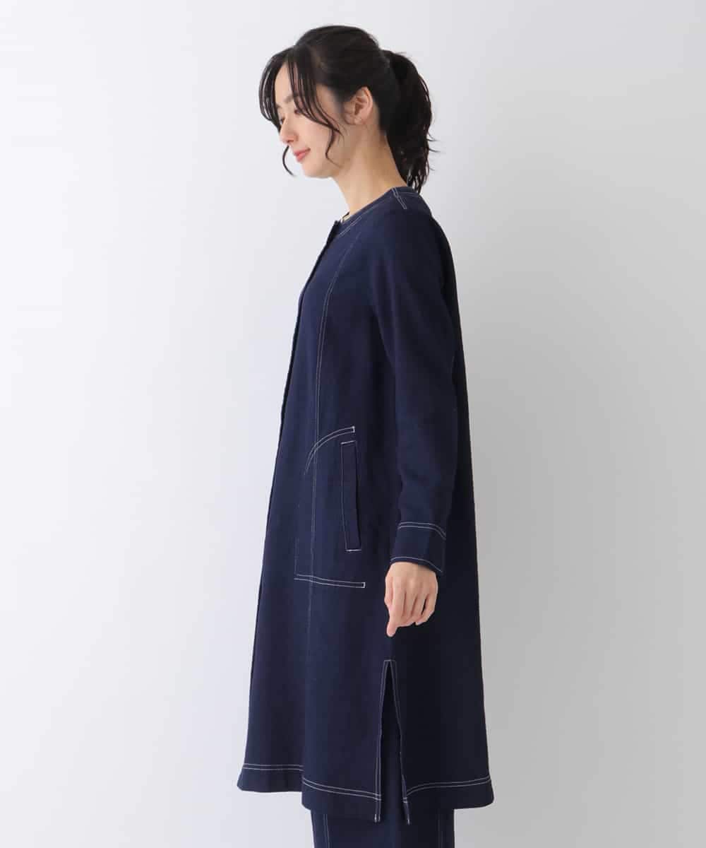 RBJES10290 HIROKO BIS(ヒロコ ビス) 【洗える】ノーカラーコート ネイビー