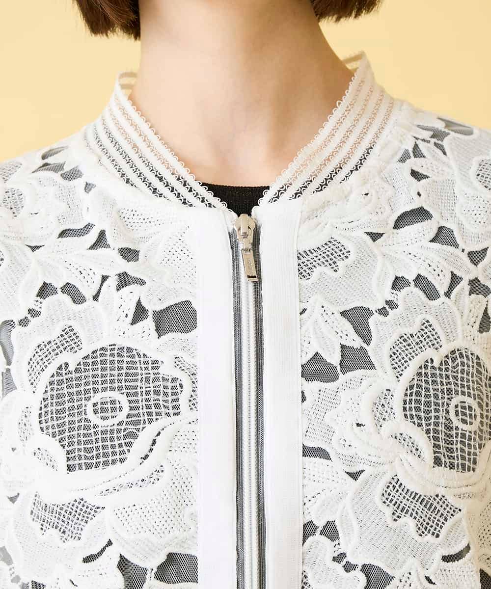 RBJGE05360 HIROKO BIS(ヒロコ ビス) 【先行予約】フラワーレースデザインブルゾン ホワイト