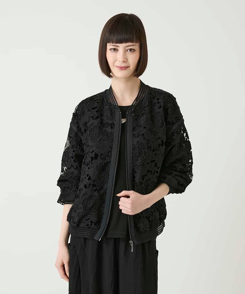RBJGE05360 HIROKO BIS(ヒロコ ビス) フラワーレースデザインブルゾン ブラック