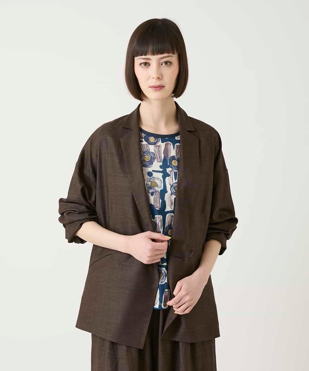 RBJGE10330 HIROKO BIS(ヒロコ ビス) リネンライクジャケット ブラウン