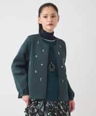 RBKAD06330 HIROKO BIS(ヒロコ ビス) ビジューエンブロイダリーカーディガン グリーン